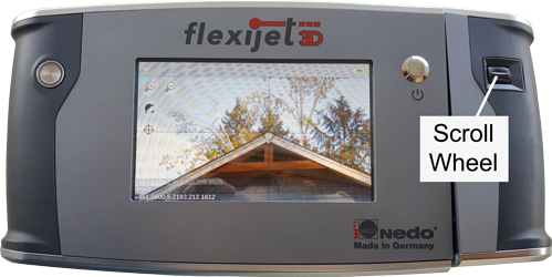 Flexijet top view showing scroll wheel