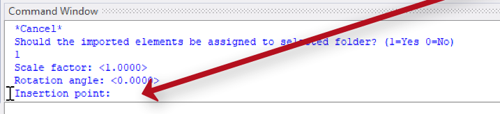 FlexiCAD import drawing command Insertion point