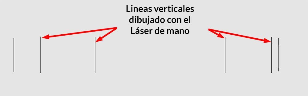 Lineas verticales dibujado con el Láser de mano