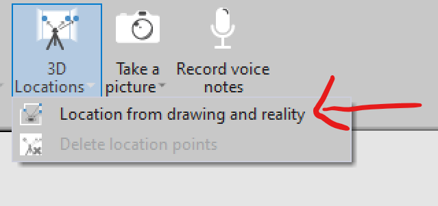 Location from Drawing and Reality button in Flexijet Stone