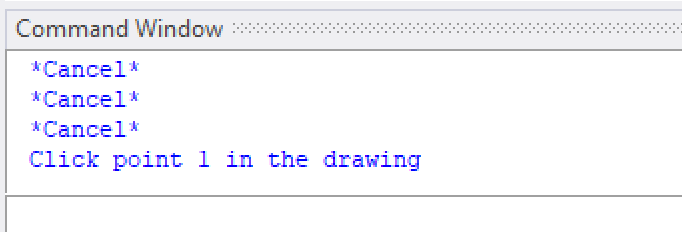 Location from Drawing and Reality command window message click point 1 in the drawing