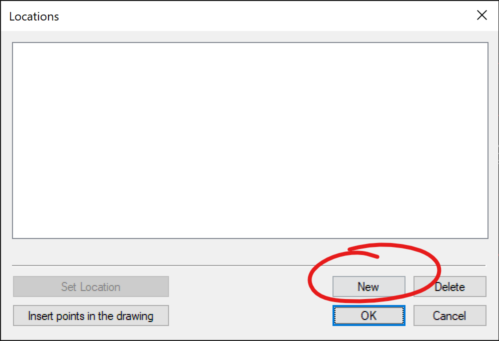 FlexiCAD Locations window