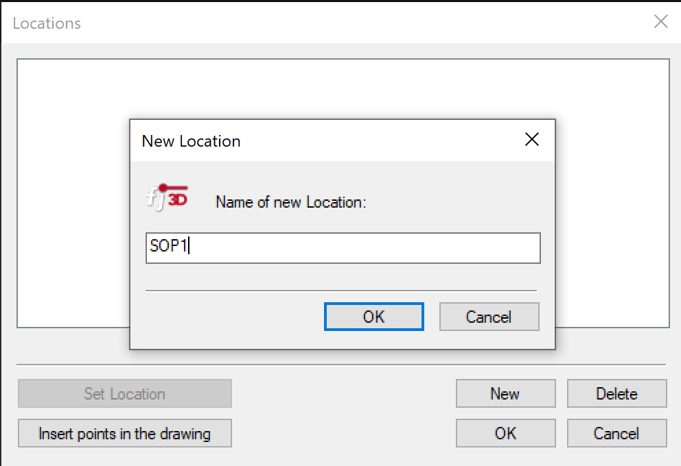 FlexiCAD locations name of new location SOP1