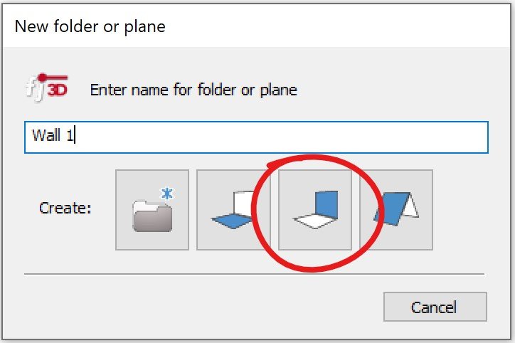 New folder or plane dialog window vert plane circled