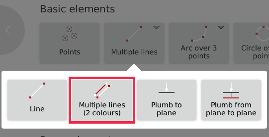 Multiple Lines (2 colors) button on Flexijet screen