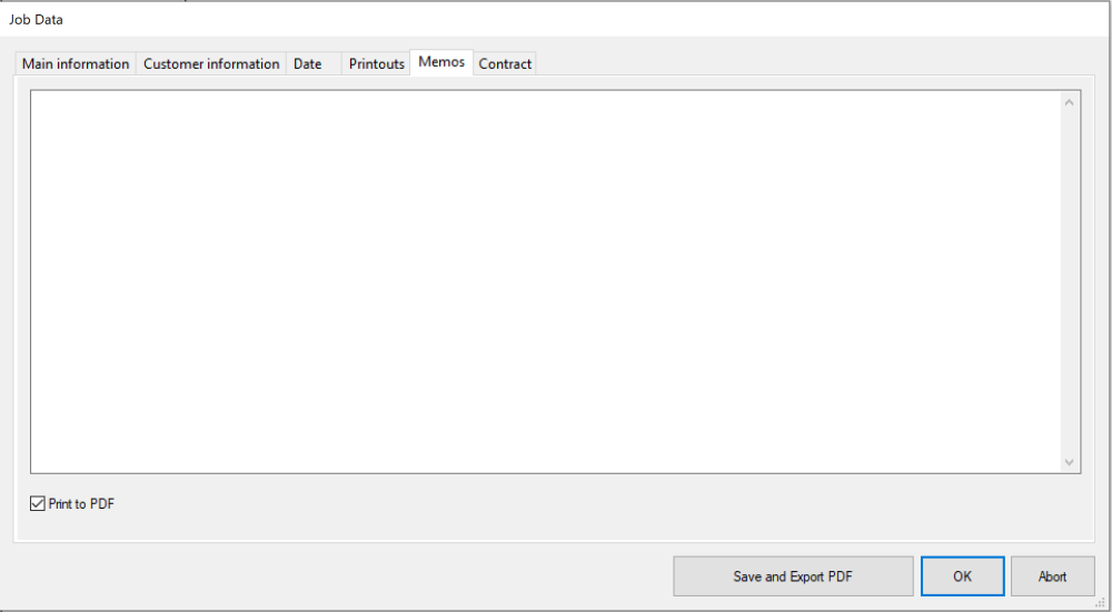 PDF Export Memos tab