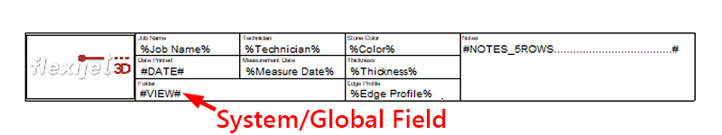 PDF Titleblock with System/Global field highlighted