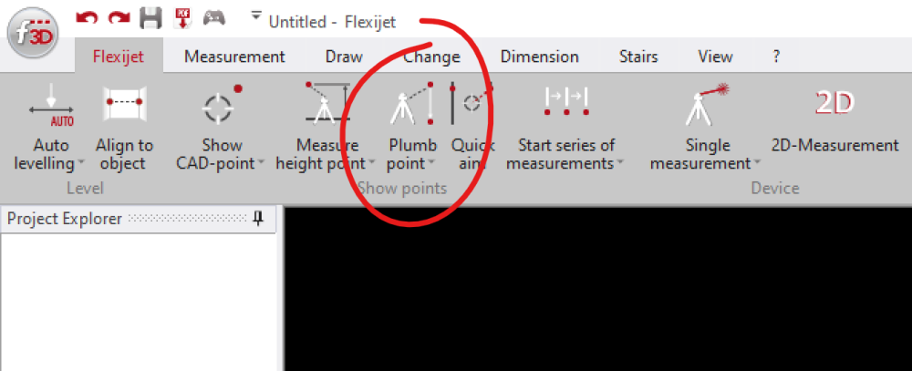 Plumb Point function on FlexiCAD software Ribbon