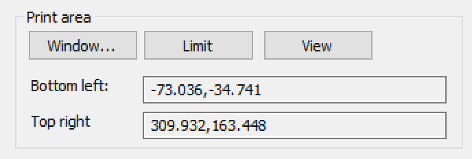 Print/Plot window Print area section