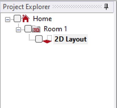 Project explorer with Home, 3D, and 2D-layout folder.