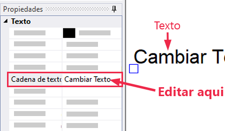 Propriedades editar cadena de texto
