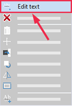 Right Click menu with Edit Text highlighted