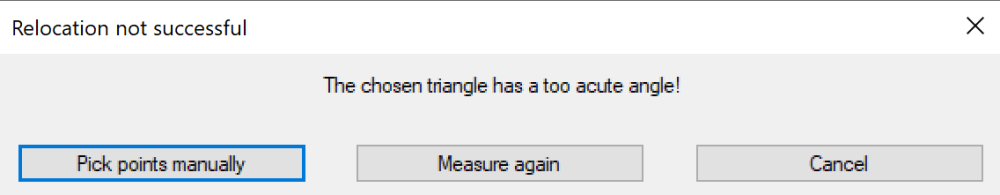 Relocation the chosen triange has a too acute angle! warning