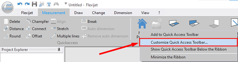 Right-click on ribbon for Customize Quick Access Toolbar Menu