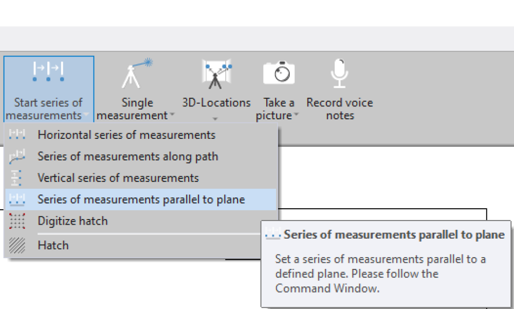 Series of measurements parallel to plane button