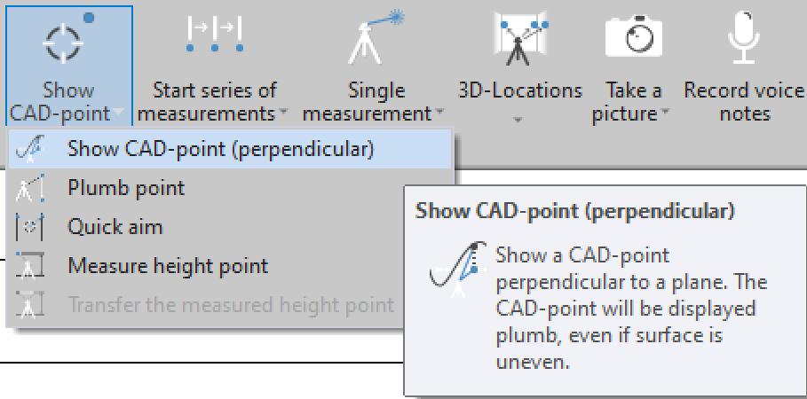 Show CAD-point (Perpendicular)