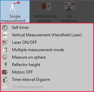 Drop-down Submenu of 'Single Measurement' in FlexiCAD