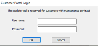 Update tool reserved for customers with maintenance contract pop-up window