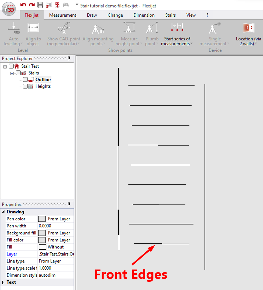 Stairs software view front edges