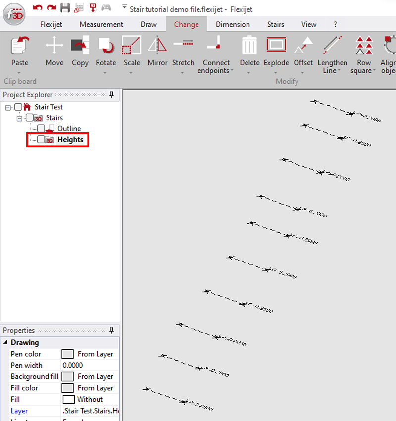 Stairs software view showing high/low points