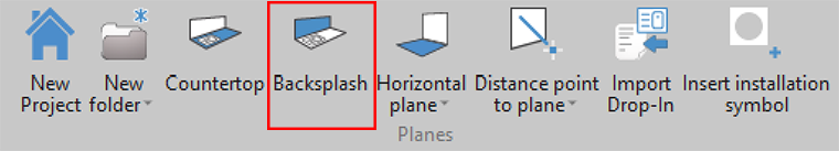 Measurement Ribbon with Backsplash button highlighted