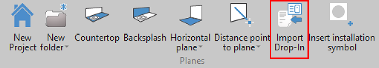 Measurement ribbon with Import Drop-in button highlighted
