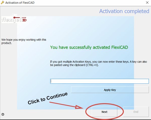 You have successfully activated FlexiCAD