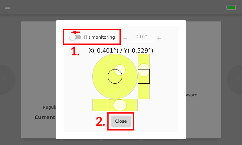 Tilt monitoring with switch circled