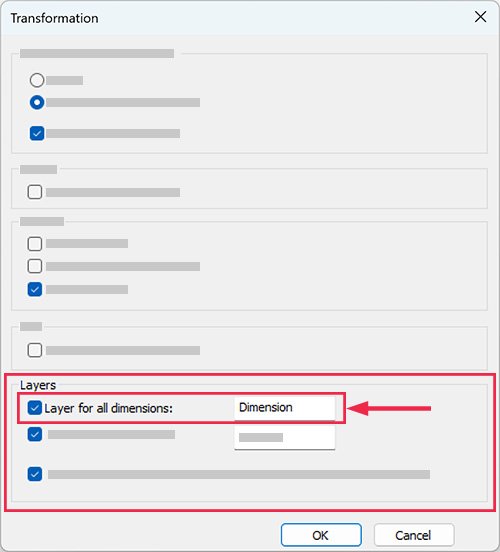 Transformations Window with Later for all dimensions highlighted