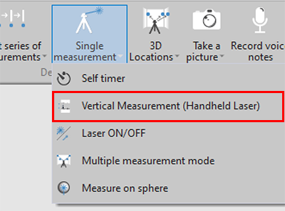 Single Measurement - Vertical Measurement (Handheld Laser) highlighted