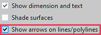 Show arrows on lines/polylines checkbox on View ribbon