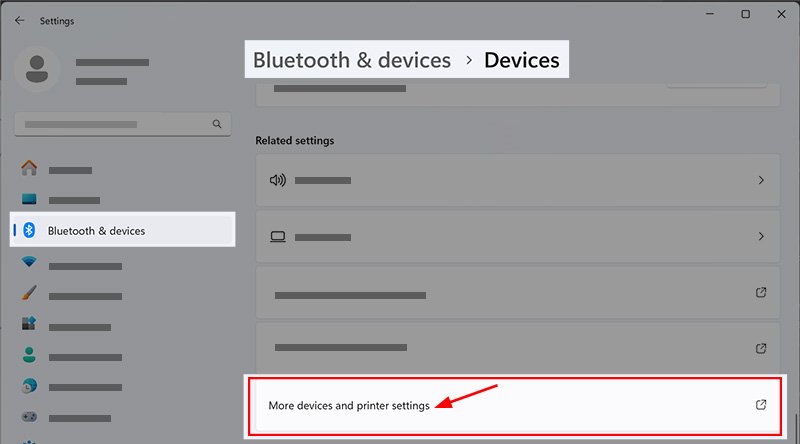Windows 11 settings more devices and printer settings