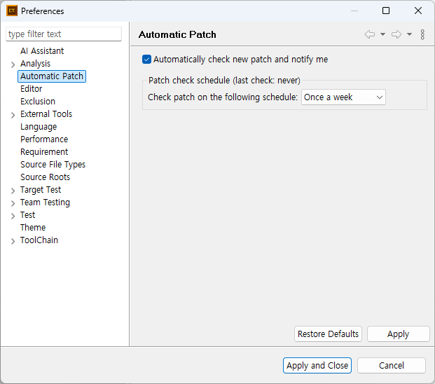 Auto Patching Automatic Patch Preferences - User Manual - 2025.12