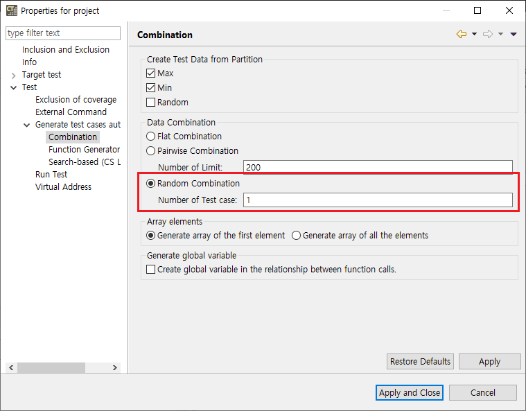 How to set only one test case to be created when creating a test ...