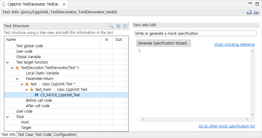 Mock Code Position Setup Using mock objects - User Manual - 2024.12