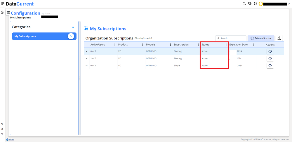 Figure 6 – Status column