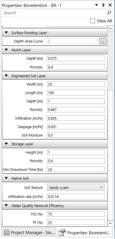 Step 9: Set Parameters for Bioretention Tank - Visual OTTHYMO - 6