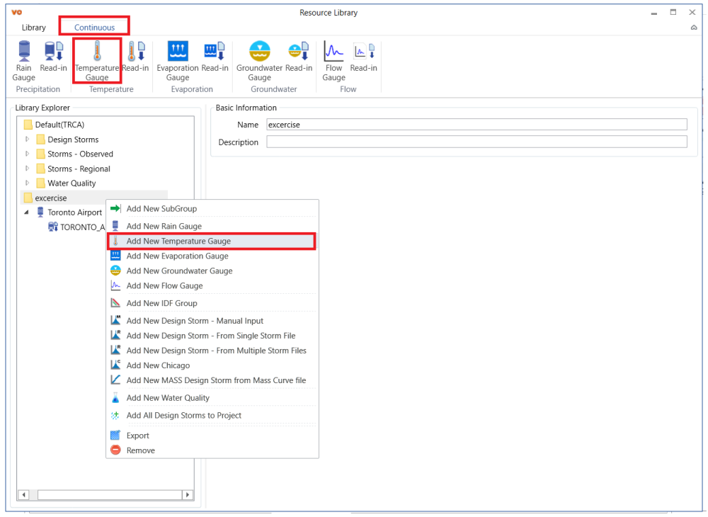 Step 3: Add Temperature Data to the Resource Library - Visual OTTHYMO - 6