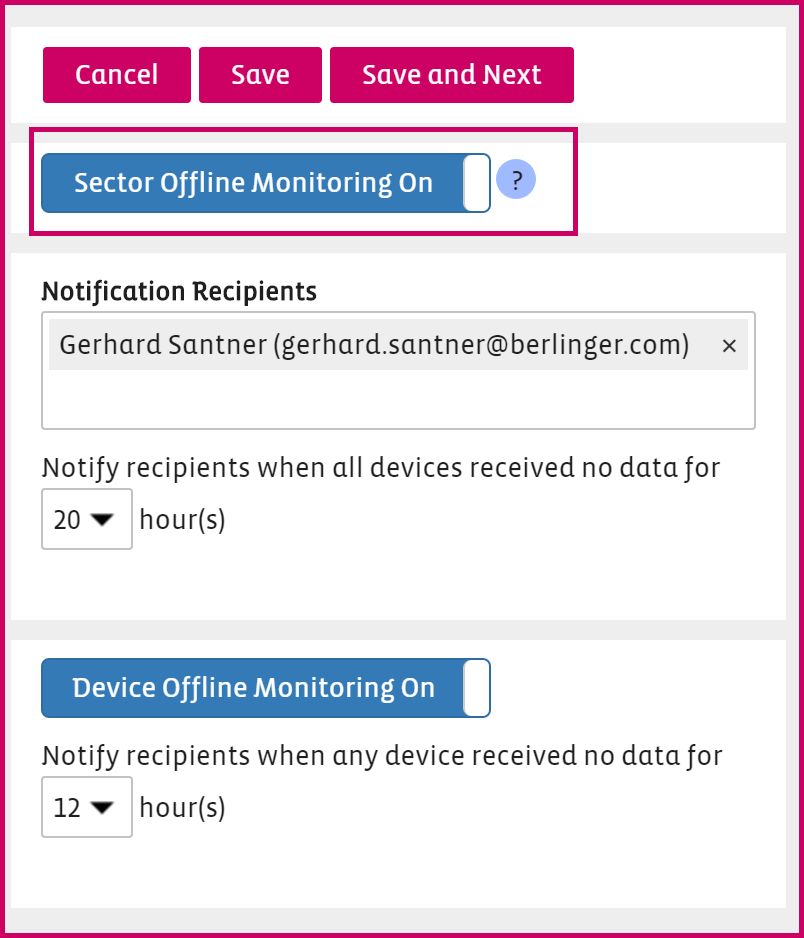 Sector Offline Monitoring is on