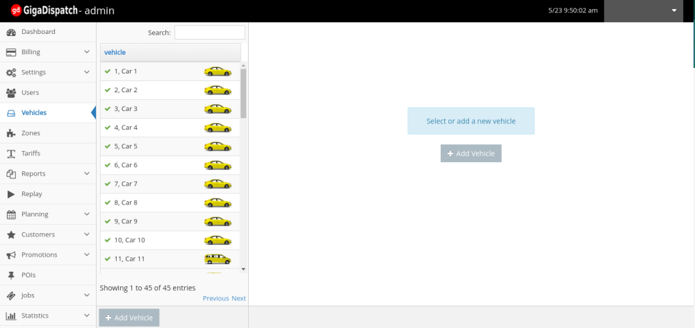 Add and manage your vehicles - Admin Panel - Legacy