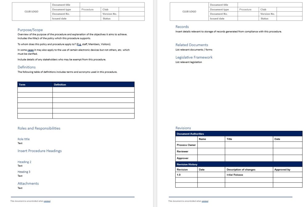 Procedures Template - SLSQ Administration Operations Manual - 1