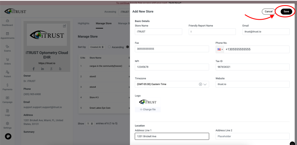 Itrust Ld Add new store - iTRUST - iTRUST