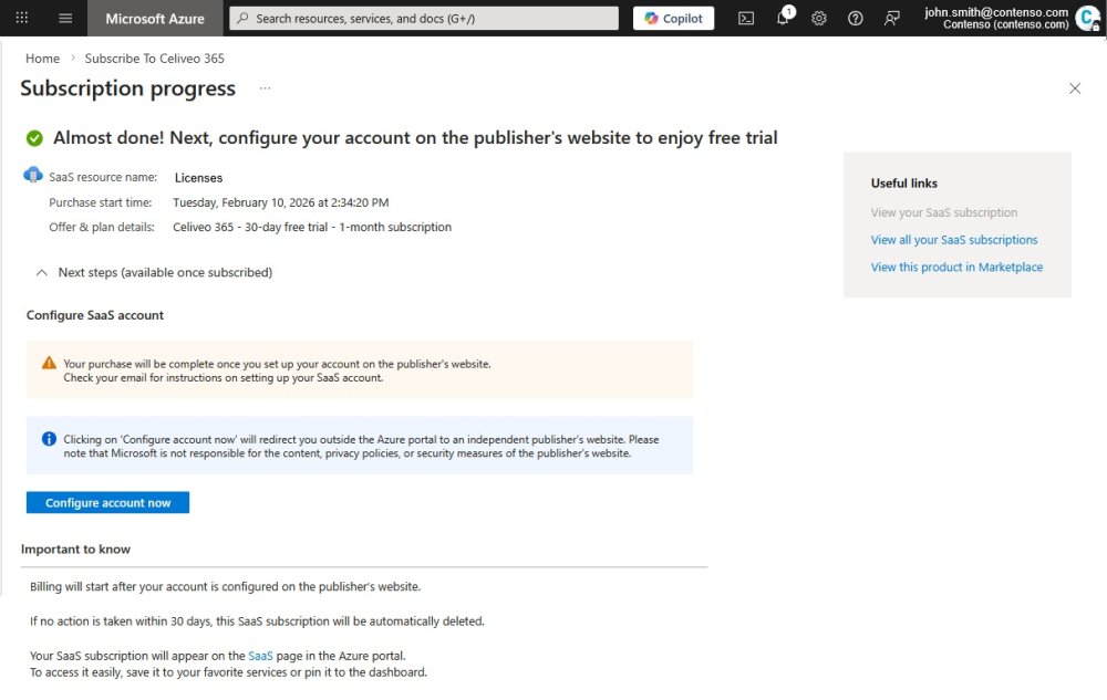 Celiveo 365 subscription confirmed in Azure