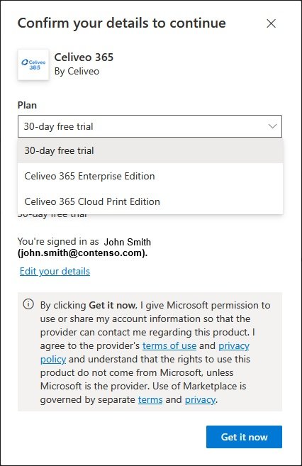 Confirm Celiveo 365 subscription