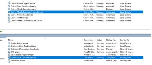 Celiveo.me Intranet mobile print for Microsoft 365 - Installation Step 4 - Services