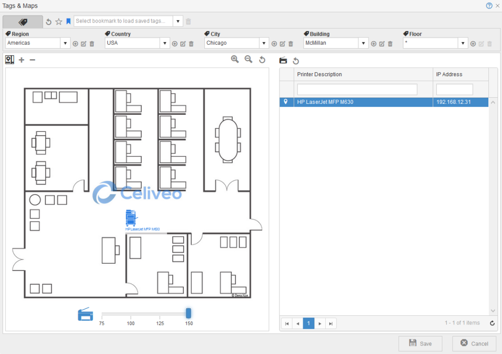 Place or Locate Printers on a Floor Plan - Celiveo 365 - 1