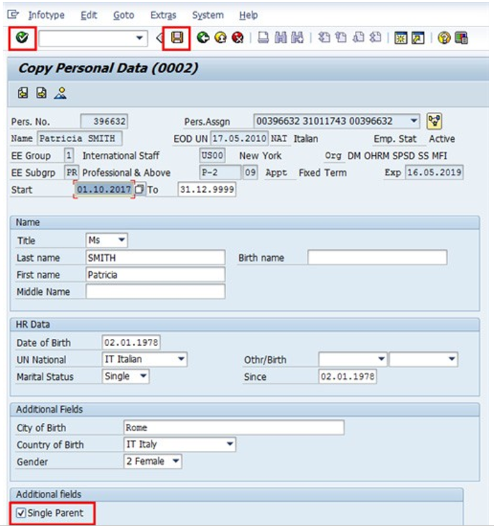 Discontinue Single Parent Allowance Umoja Annual Declaration for HR
