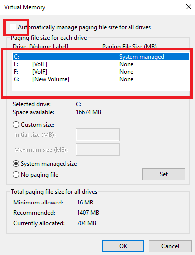gastvrouw karbonade jas Disable “Automatically manage paging file size for all drives” - DKCE LIVE  - 8.6.3