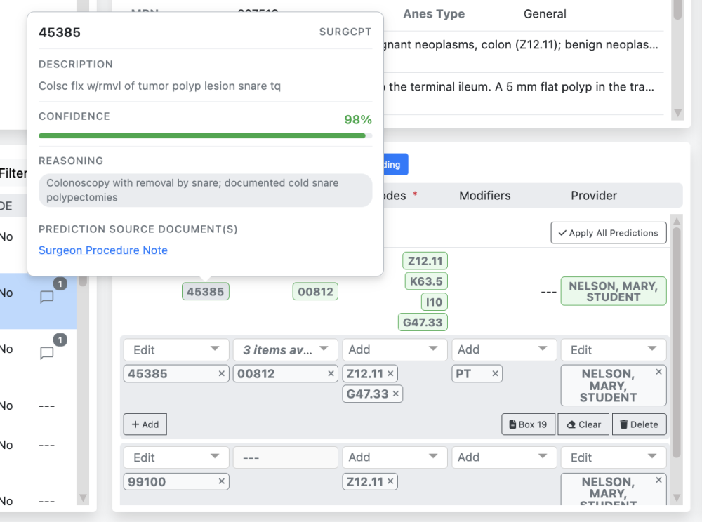 AutoCoding Predictions - Hank.ai Claim Maker - 2.0.12