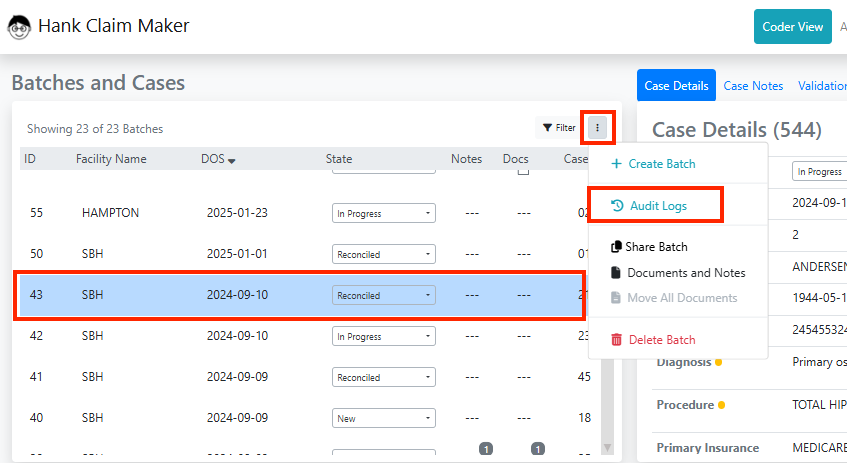 Audit Logs - Hank.ai Claim Maker - 2.0.11